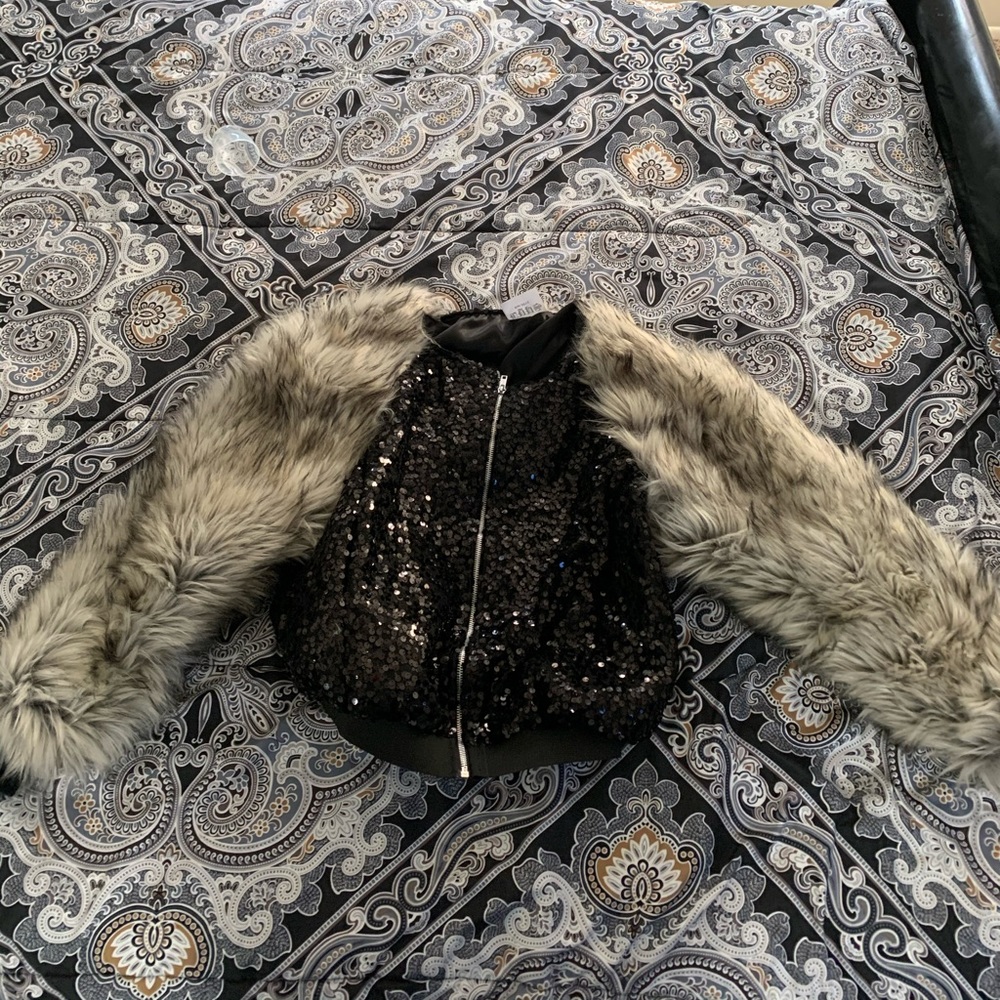 Custom Made Sequin And Mink Fur Bomber Jacket - image 1